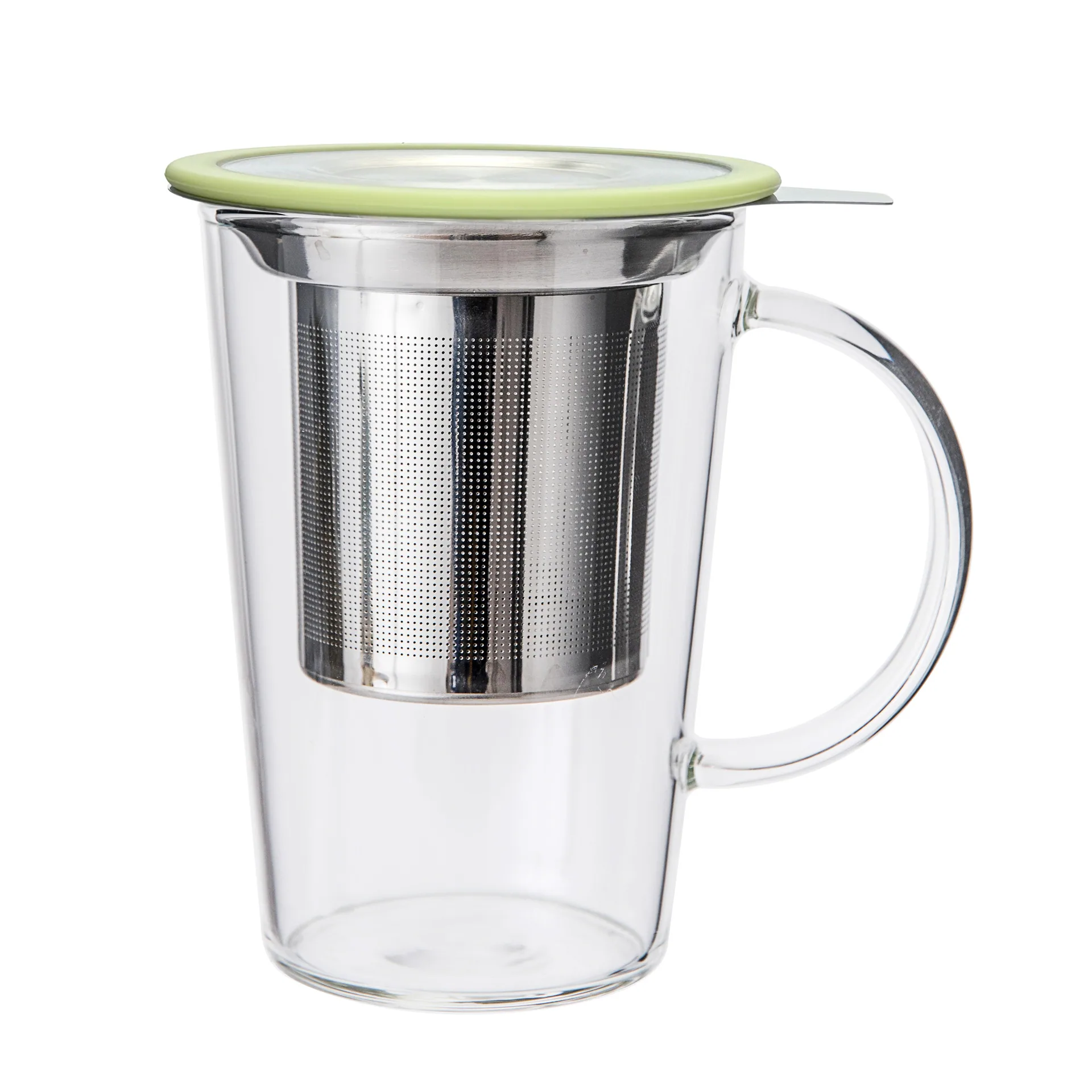 TEAEVER glass tea cup stainless steel filter three-piece cup heat resistant bubble tea cup office home exquisite water cup 3