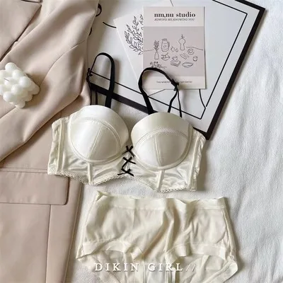 สายคล้องไหล่ฝรั่งเศสที่ถอดออกได้ชุดชั้นในหน้าอกเล็กของผู้หญิงรวบรวมความปรารถนาอันบริสุทธิ์เซ็กซี่โดยไม่ต้อง underwire เพื่อรองรับ V b ลึก 6