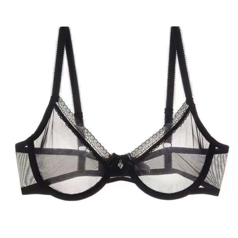 Sexy hollow ultra-thin lace bra women gather big-breasted underwear pure desire thin transparent hot bra set