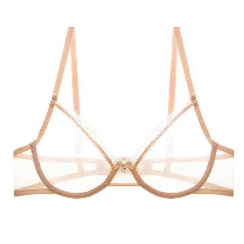 Sexy hollow ultra-thin lace bra women gather big-breasted underwear pure desire thin transparent hot bra set 3