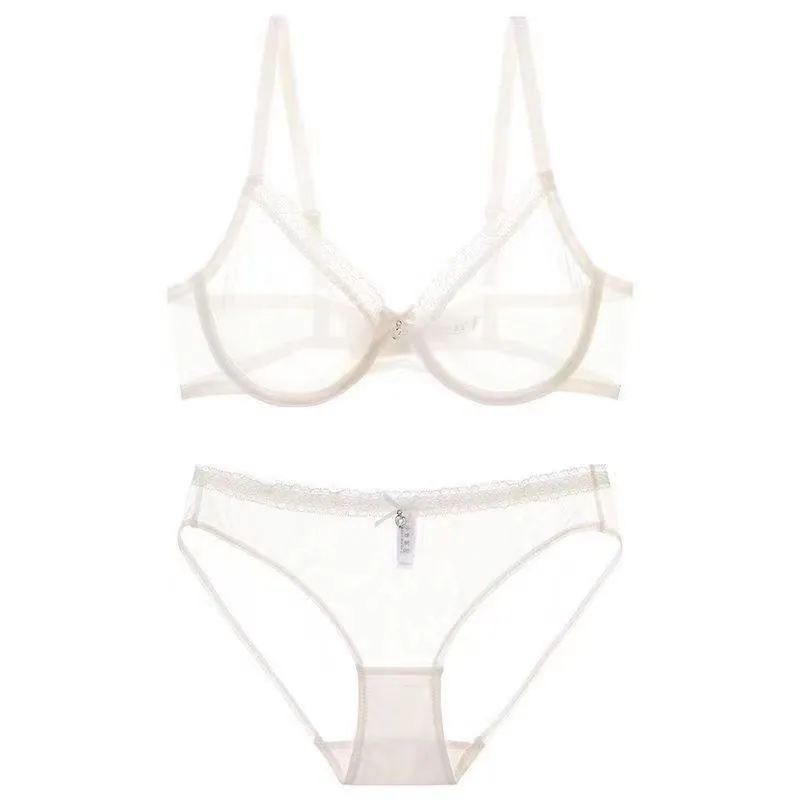 Sexy hollow ultra-thin lace bra women gather big-breasted underwear pure desire thin transparent hot bra set 6