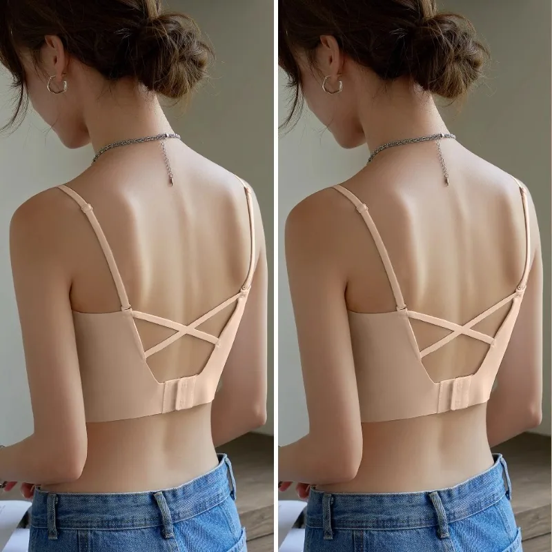 Girls' bandeau underwear, women's camisole-style underwear, summer beautiful back bra, integrated underwear 4