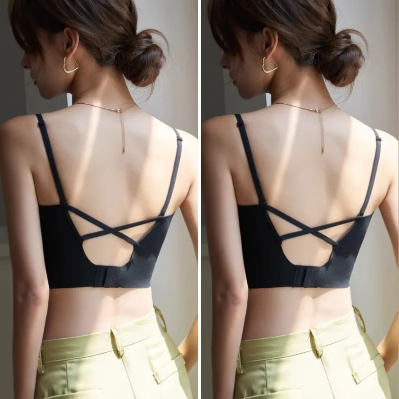 Girls' bandeau underwear, women's camisole-style underwear, summer beautiful back bra, integrated underwear 5