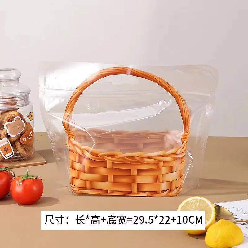Basket 450g Vitality Toast Bread Bag Self-sealing Hand-held Transparent Zipper Self-Sealing Baking packaging bags 7