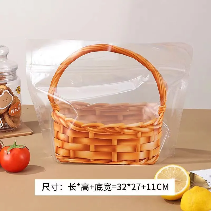 Basket 450g Vitality Toast Bread Bag Self-sealing Hand-held Transparent Zipper Self-Sealing Baking packaging bags 8