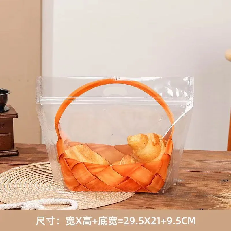 Basket 450g Vitality Toast Bread Bag Self-sealing Hand-held Transparent Zipper Self-Sealing Baking packaging bags 9