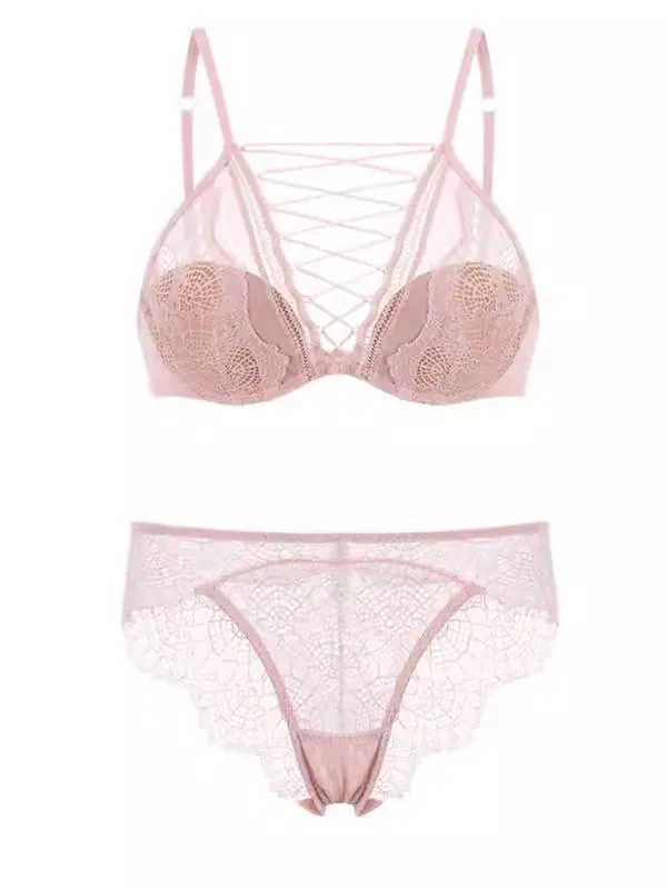European and American French underwear women's thin big V sexy lace strap upper support anti-sagging soft underwire bra cover 6