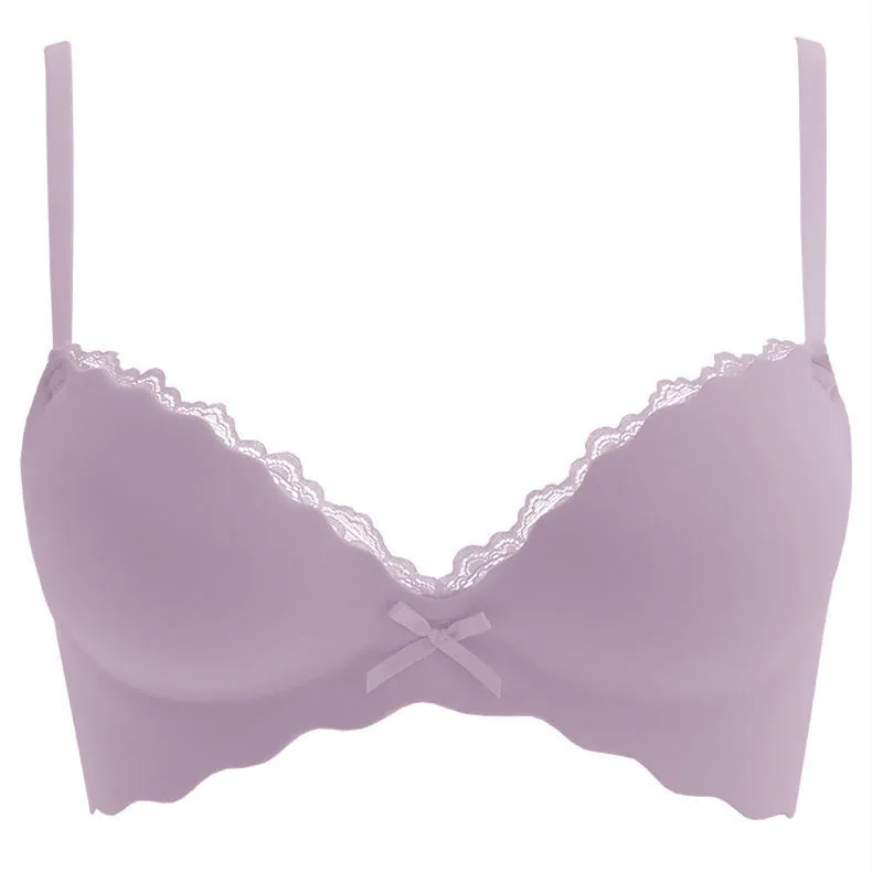 Underwear women's small breasts gathered, sexy, pure desire, no trace, no wires, thickened and adjusted up-to-back bra set 4