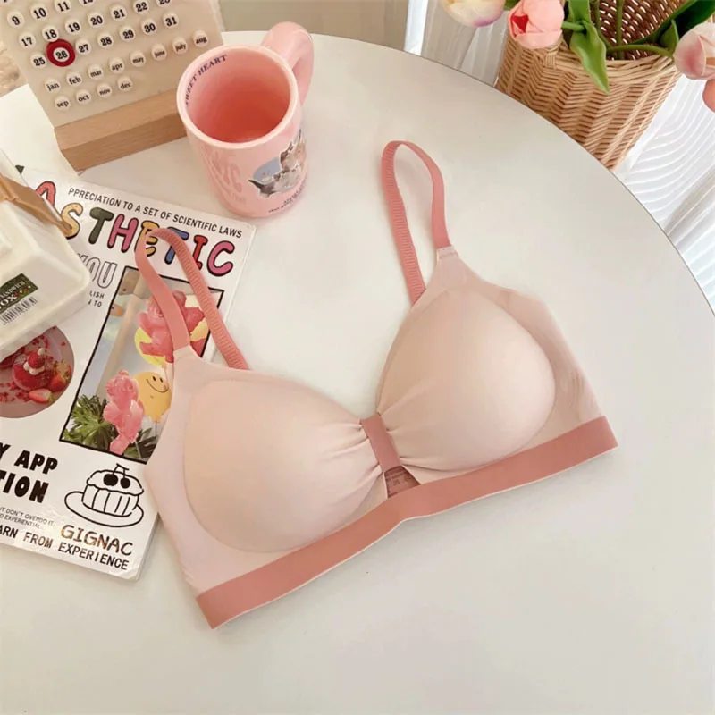 Seamless underwear women's small breasts gathered without underwire auxiliary breasts sweet shape beautiful back summer bow girl 2