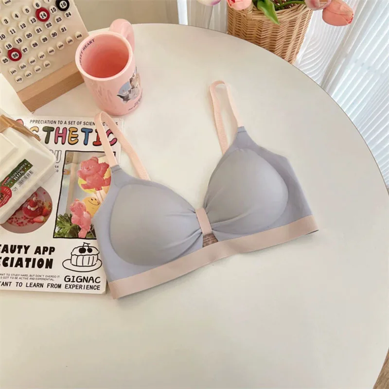 Seamless underwear women's small breasts gathered without underwire auxiliary breasts sweet shape beautiful back summer bow girl 3