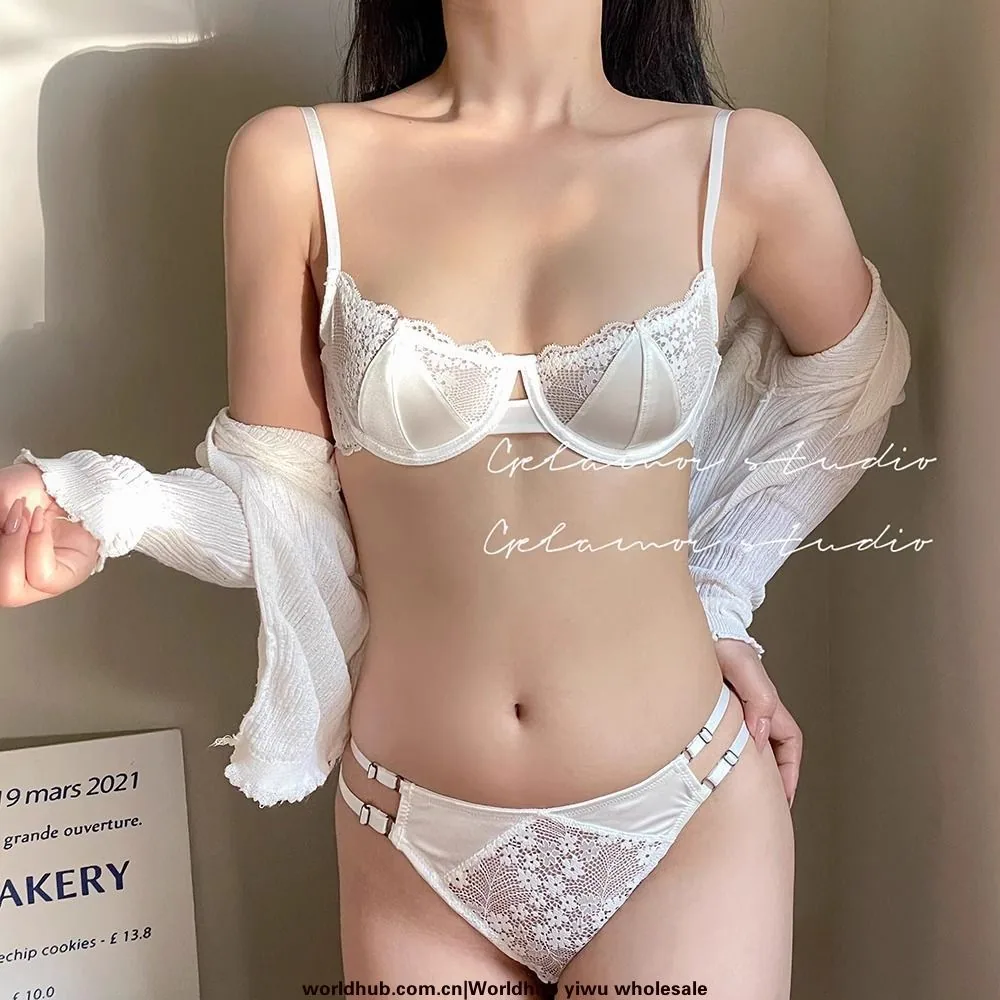 The new French lace has soft underwire underwear women's suits, pure desire, small breasts, half a cup, and a beautiful back bra - Men's Suits 8