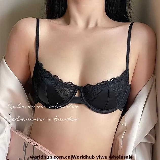 The new French lace has soft underwire underwear women's suits, pure desire, small breasts, half a cup, and a beautiful back bra - Men's Suits 2