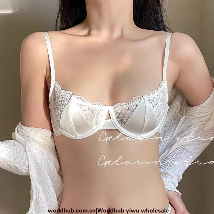The new French lace has soft underwire underwear women's suits, pure desire, small breasts, half a cup, and a beautiful back bra - Men's Suits 3