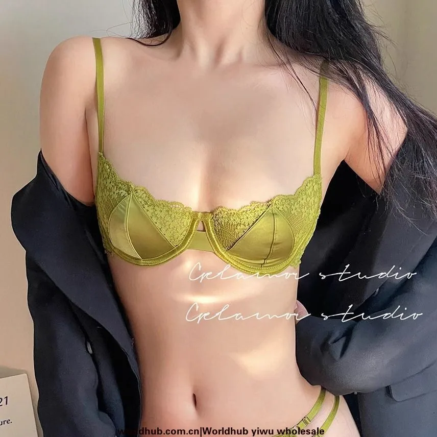 The new French lace has soft underwire underwear women's suits, pure desire, small breasts, half a cup, and a beautiful back