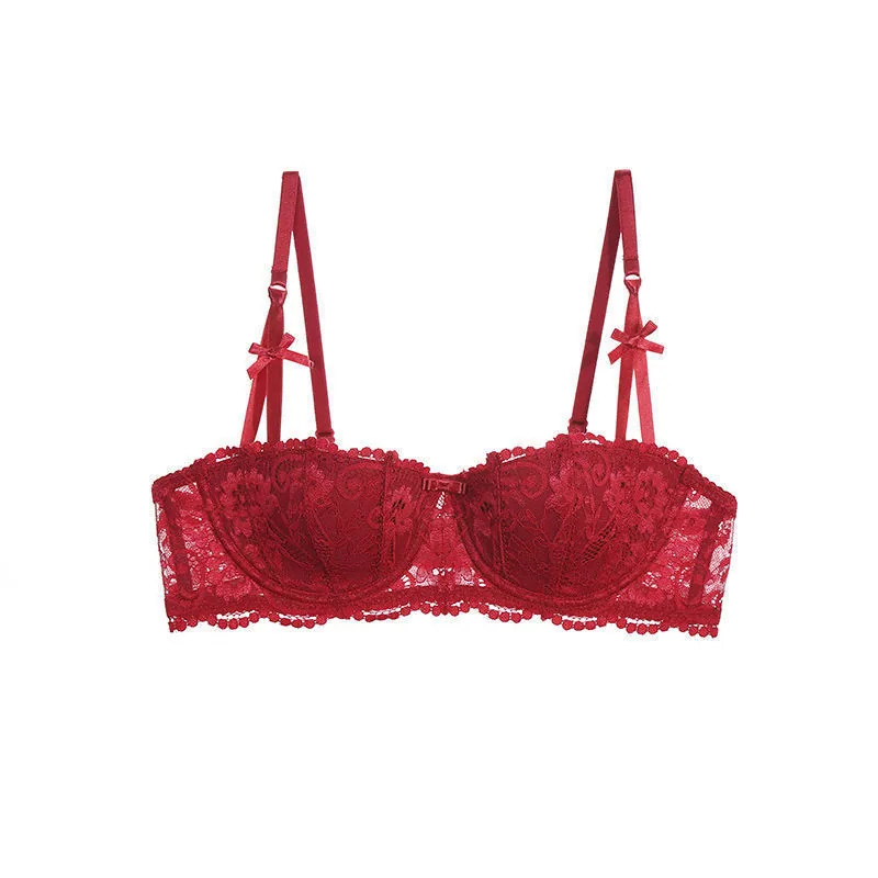 Sexy French lace bralette underwear ultra-thin comfortable and breathable girl student small breasts gathered bra