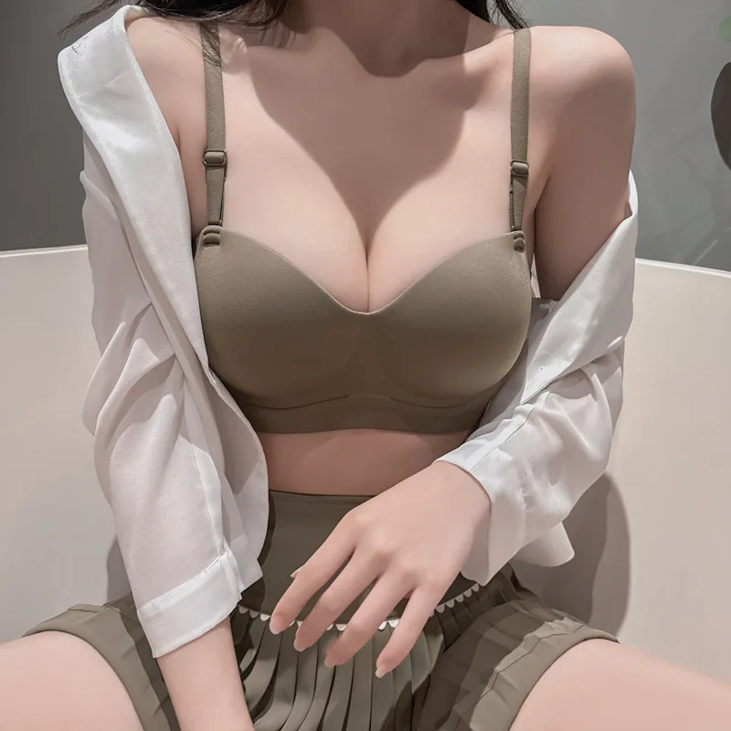 Seamless strapless underwear women's small breasts show big and round comic busts gather non-slip bras seamless bra summer 3