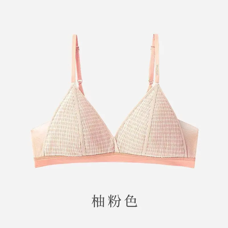 French triangle cup underwear women's spring and summer thin breathable big breasts show small without wires, gather up to suppo 2