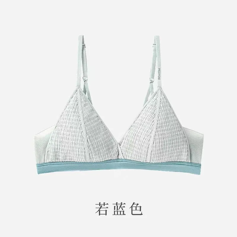 French triangle cup underwear women's spring and summer thin breathable big breasts show small without wires, gather up to su