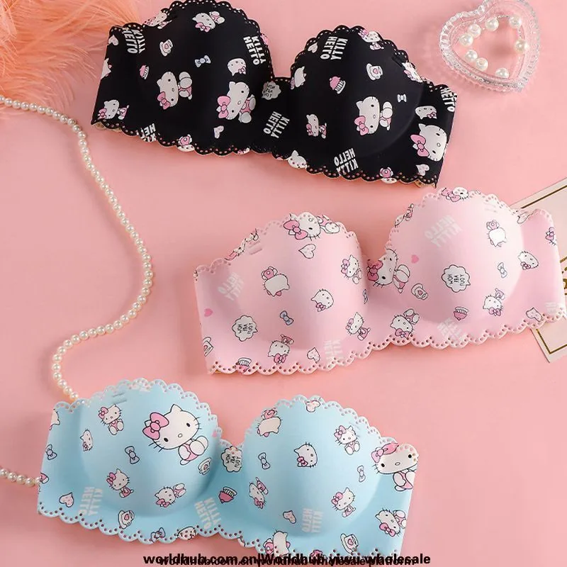 Japanese cartoon cute KT cat one-piece underwear female small breasts gather sweet and cute pure desire bra
