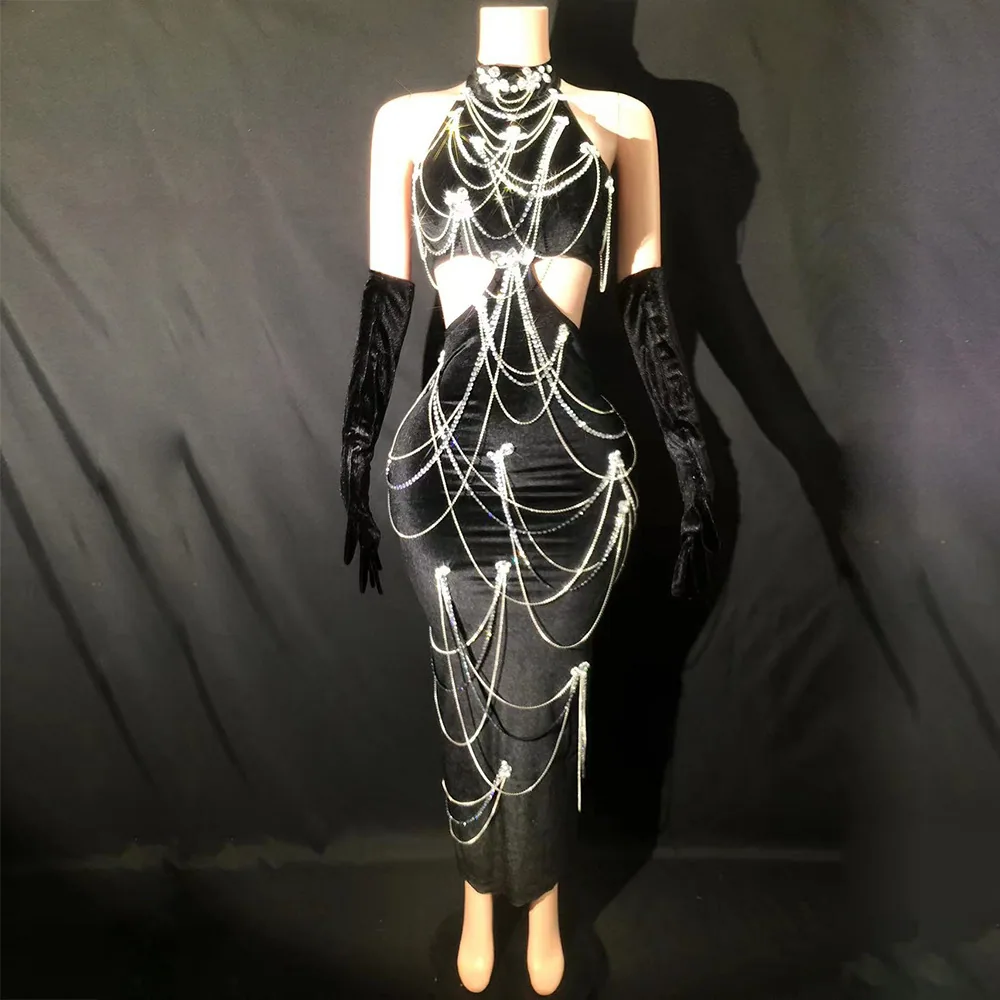 Cross-border sexy halterneck backless dresses, European and American elegant birthday parties, nightclubs, female singers, perfo - Other Dresses