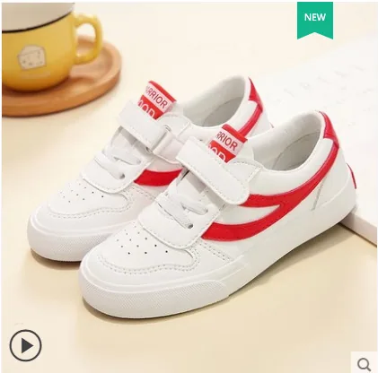 Pull back children's shoes 2024 new children's board shoes versatile middle and large children's leather boys small white sho