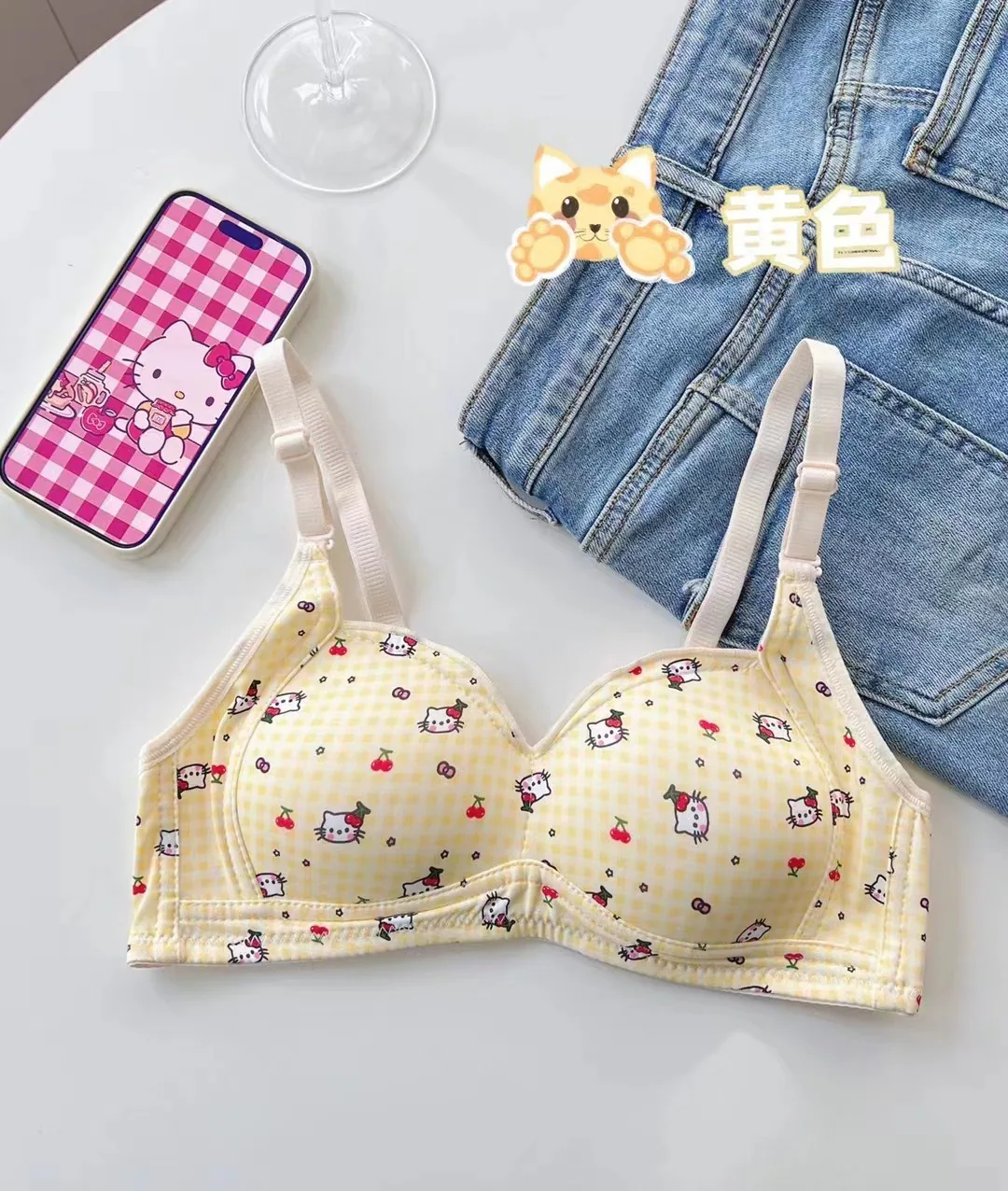 Cute Japanese underwear womens thin small breasts gathered without underwire comfor and breathable bra 2