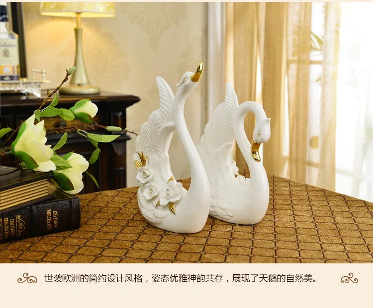 Modern Minimalist Couple Ceramic Swan Ornaments Home Décor European Creative Wedding Gifts Practical Crafts 12