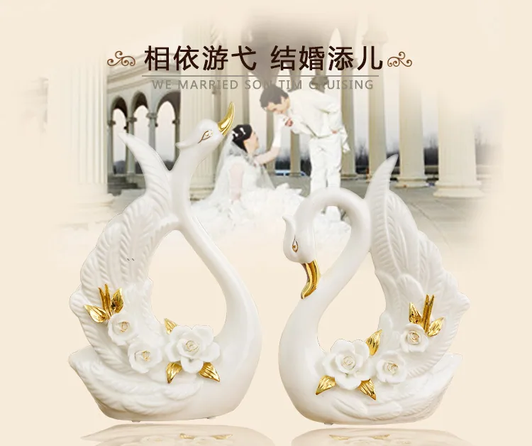 Modern Minimalist Couple Ceramic Swan Ornaments Home Décor European Creative Wedding Gifts Practical Crafts 6