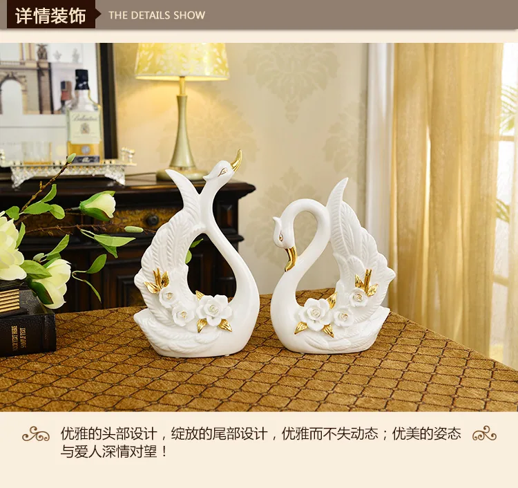 Modern Minimalist Couple Ceramic Swan Ornaments Home Décor European Creative Wedding Gifts Practical Crafts 11