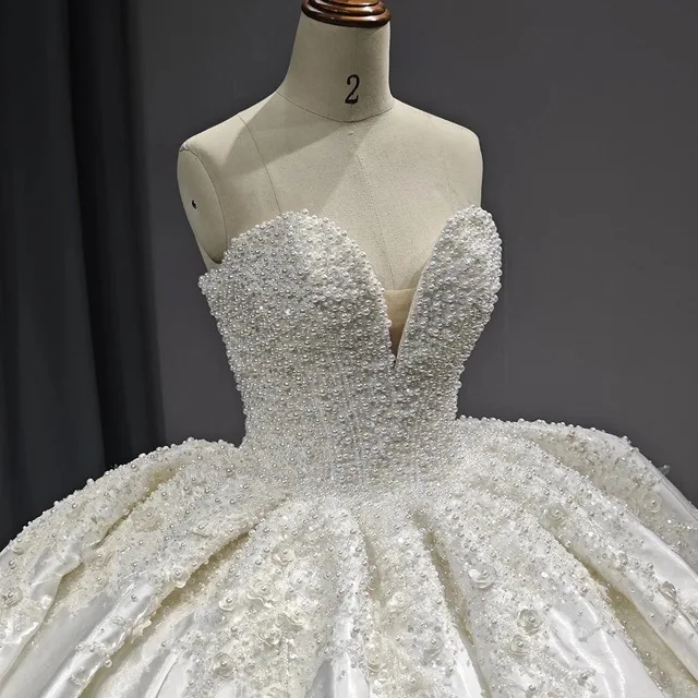 Bandeau Satin Main Wedding Dress Bridal High-end Main Yarn 2024 New Heavy Industry Large Tailed French Dress