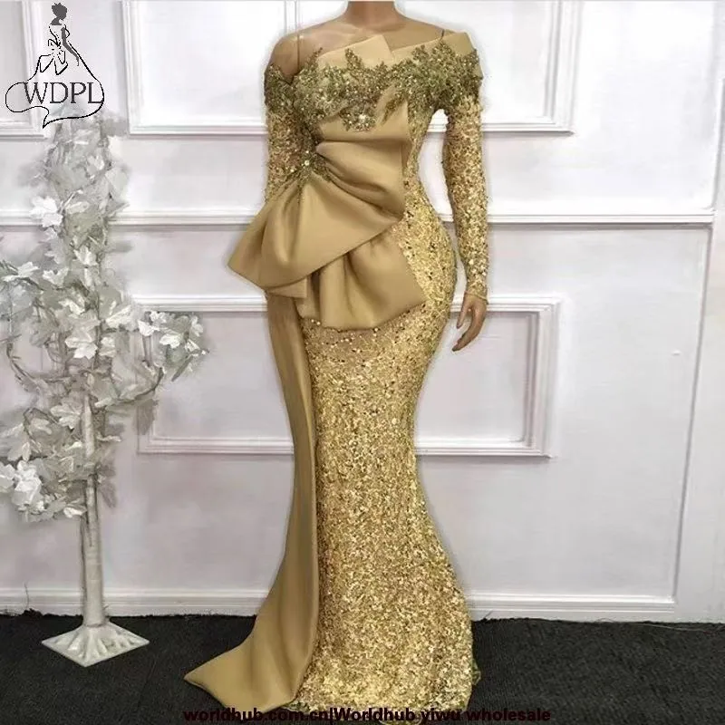 Foreign trade dress new sexy V fashion single sleeve evening dress foreign trade plus size spot dress 2177