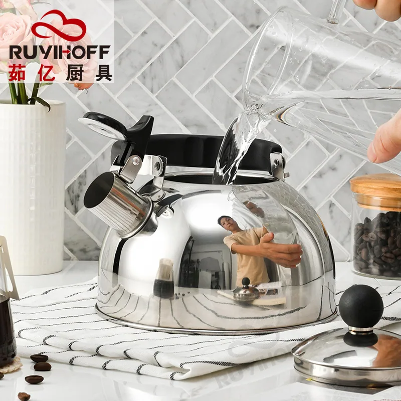 stainless steel chirping kettle wholesale new amazon cross-border whistle kettle folding handle European style kitchenware 5