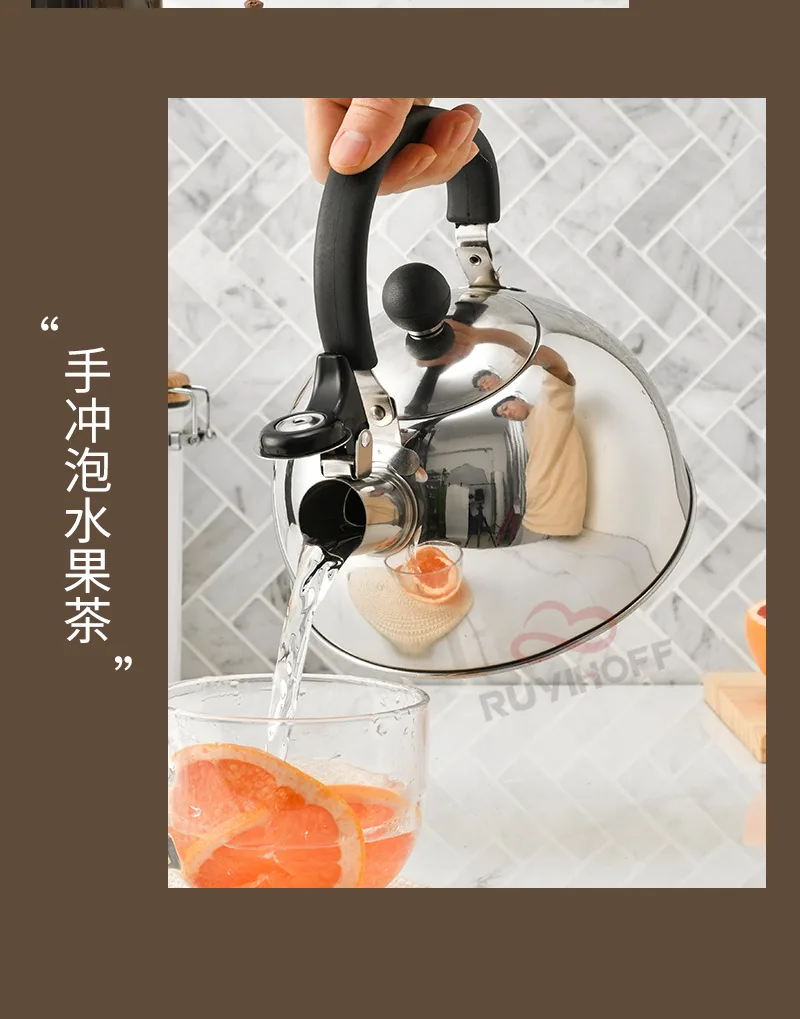 stainless steel chirping kettle wholesale new amazon cross-border whistle kettle folding handle European style kitchenware 11