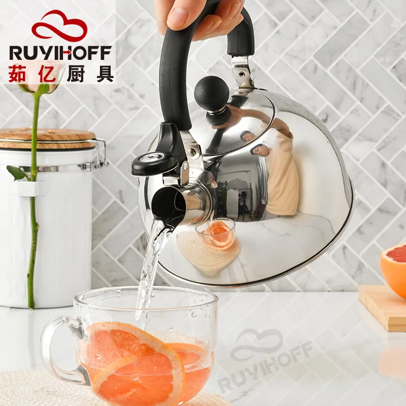 stainless steel chirping kettle wholesale new amazon cross-border whistle kettle folding handle European style kitchenware 3