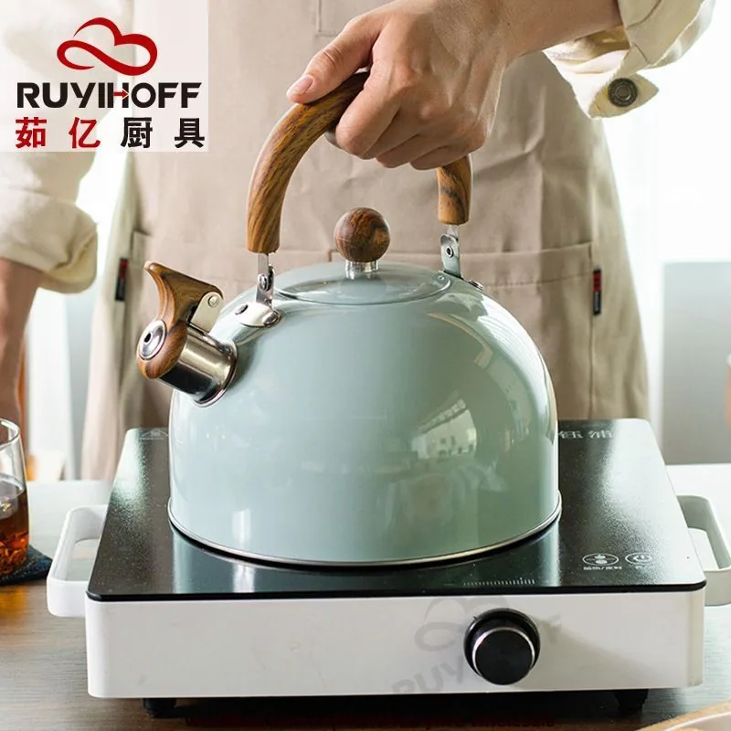 Cross-border dome gray stainless steel sound kettle tea brewing coffee European and American whistle pot 3L kitchenware whist
