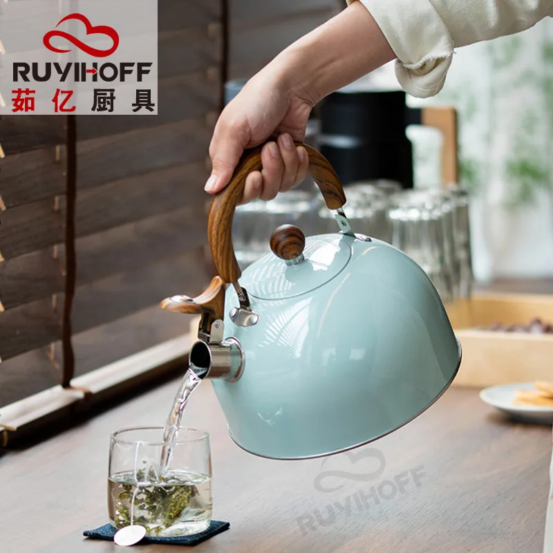 Cross-border dome gray stainless steel sound kettle tea brewing coffee European and American whistle pot 3L kitchenware whistle 3