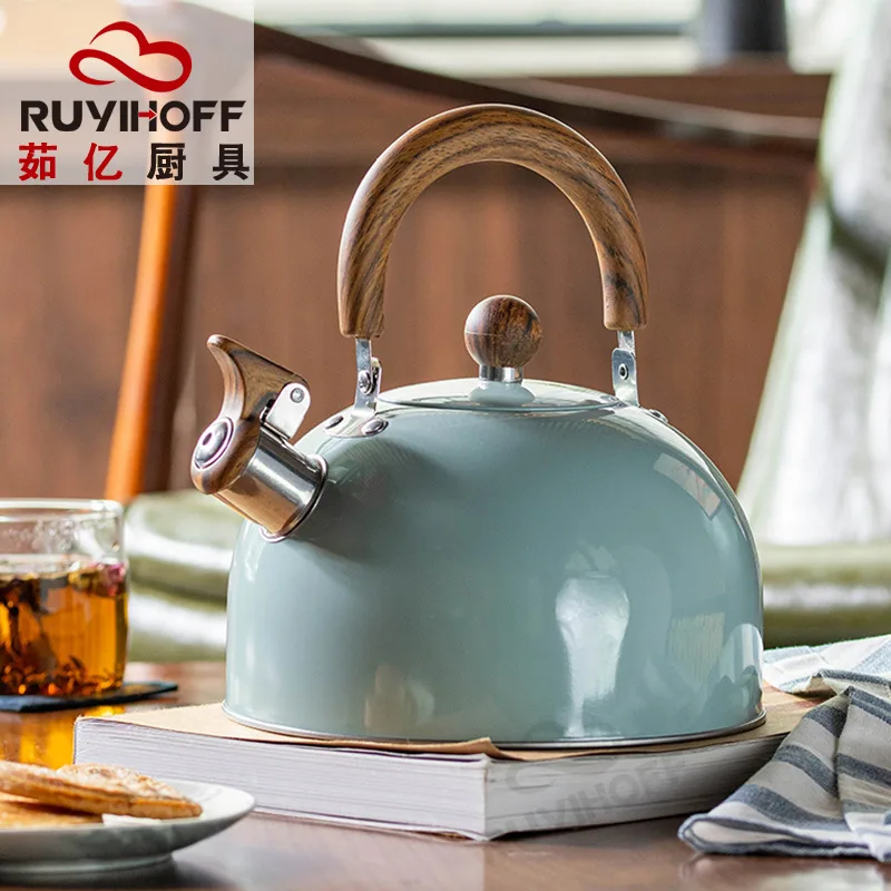 Cross-border dome gray stainless steel sound kettle tea brewing coffee European and American whistle pot 3L kitchenware whistle 5