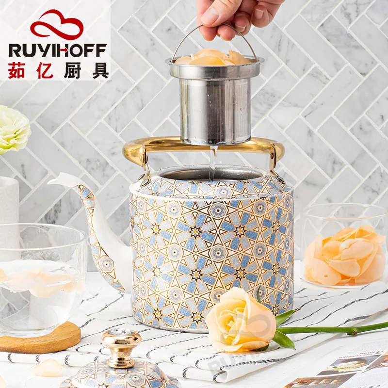 Cross-border Damascus geometric pattern whistle kettle middle east Dubai kitchenware boutique chirping large capacity kettle 2L 3