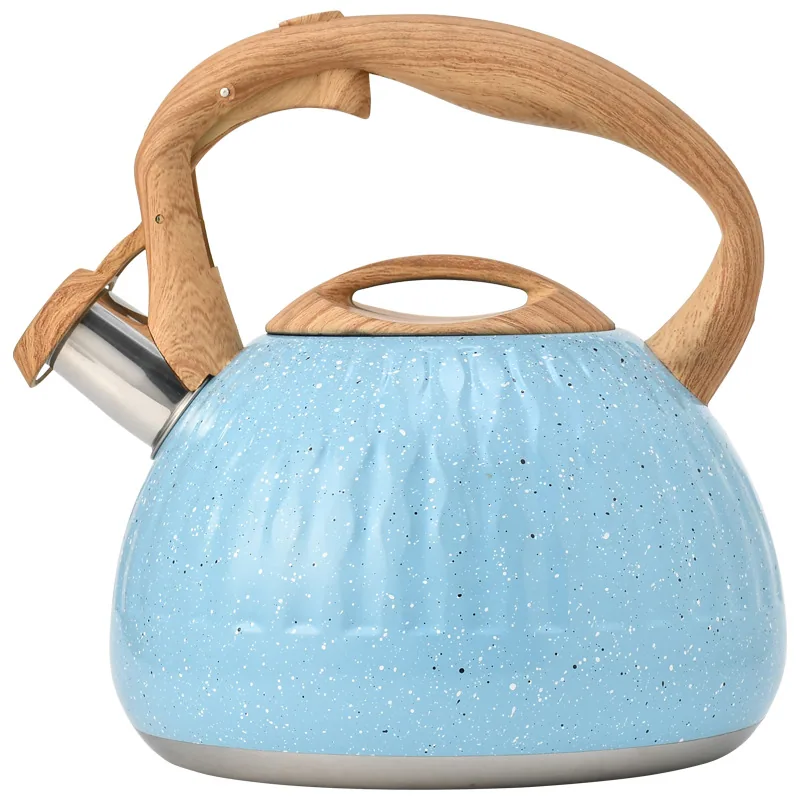 Cross-border blue water drop pattern stainless steel sound boiling kettle tea coffee European and American whistle pot 3L kitche 5