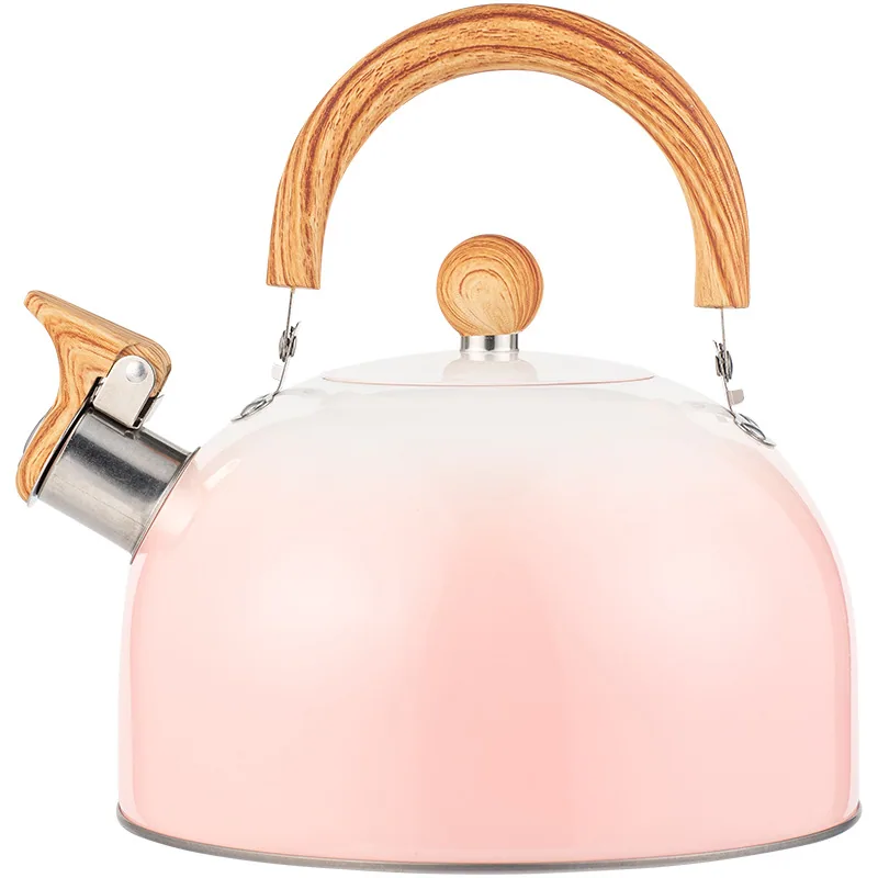 Cross-border whistle kettle gradient pink 3L flat bottom whistle pot wholesale European and American cross-border stainless stee 2