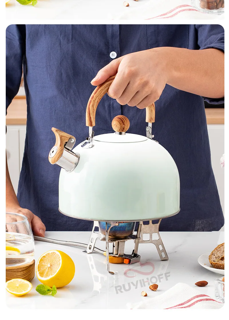 Cross-border whistle kettle gradient green 3L flat bottom whistle pot wholesale European and American cross-border stainless ste 12