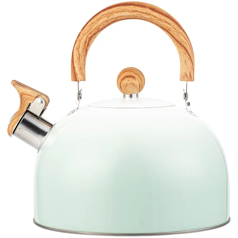 Cross-border whistle kettle gradient green 3L flat bottom whistle pot wholesale European and American cross-border stainless ste 3