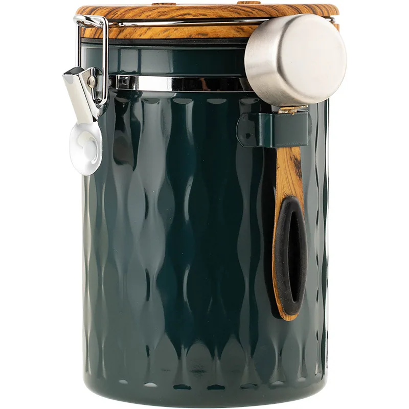 Cross-border storage jar, coffee powder sealed jar with spoon, coffee bean exhaust sealed jar, stainless steel with time control 2