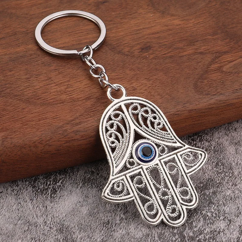 Cross-border hot sale eco-friendly alloy blue eye owl devil eye vintage accessories pendant pendant keychain 5