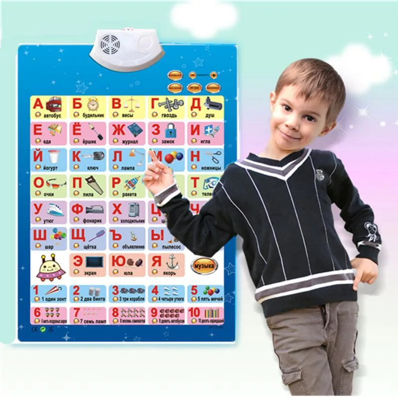 Spot Russian audio crystal wall chart concave and convex Russian alphabet Russian early education wall chart Russian learning to 9