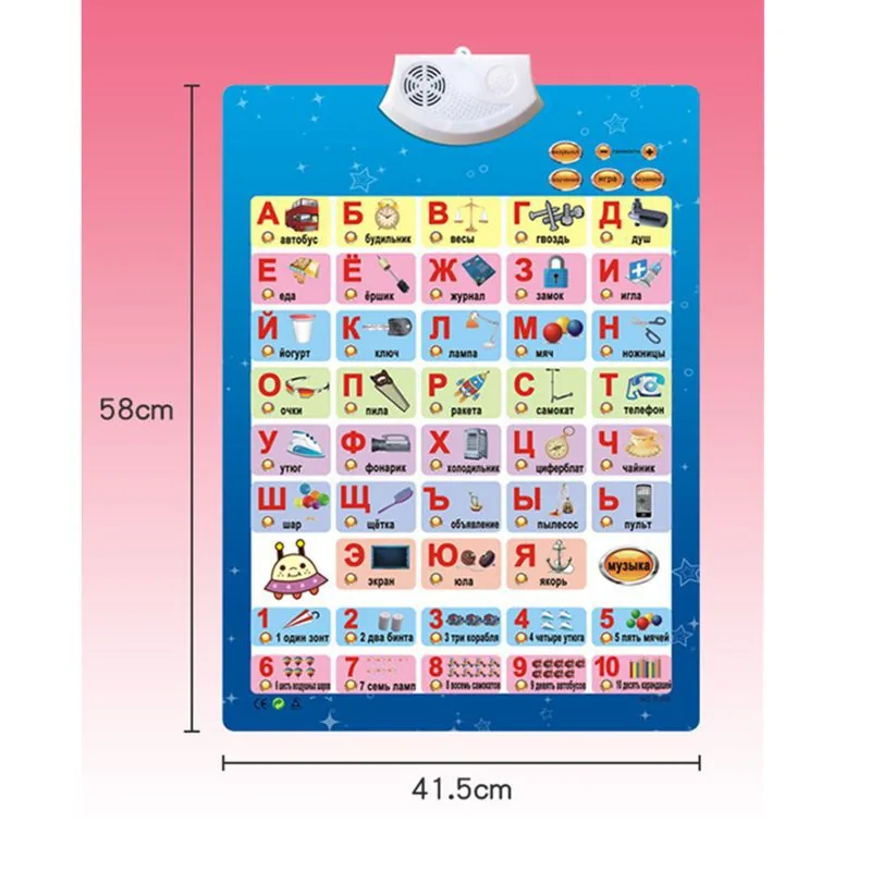 Spot Russian audio crystal wall chart concave and convex Russian alphabet Russian early education wall chart Russian learning to 8