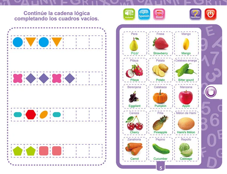 Cross-border foreign languages, Spanish, English, point reading, children's early education, voice books, smart toys, Spanish e - Other Toys & Hobbies 14