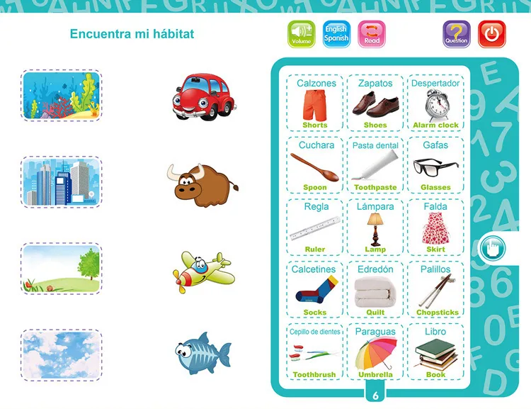 Cross-border foreign languages, Spanish, English, point reading, children's early education, voice books, smart toys, Spanish e - Other Toys & Hobbies 15