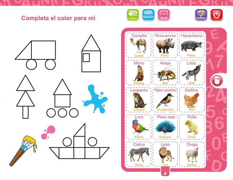 Cross-border foreign languages, Spanish, English, point reading, children's early education, voice books, smart toys, Spanish e - Other Toys & Hobbies 10