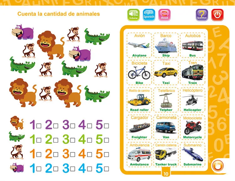 Cross-border foreign languages, Spanish, English, point reading, children's early education, voice books, smart toys, Spanish e - Other Toys & Hobbies 19